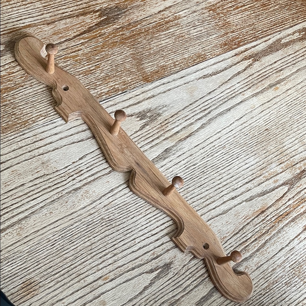 Boho rustic country farm kitchen wall coat hooks wood